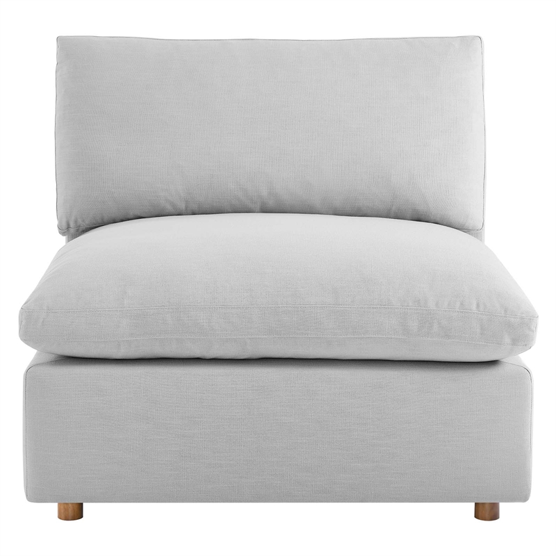 Modway Commix Fabric Down Filled Overstuffed Armless Chair in Light Gray