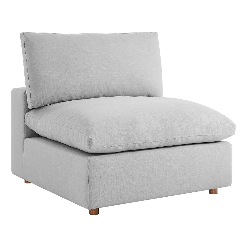 Modway Commix Fabric Down Filled Overstuffed Armless Chair in Light Gray