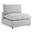 Modway Commix Fabric Down Filled Overstuffed Armless Chair in Light Gray