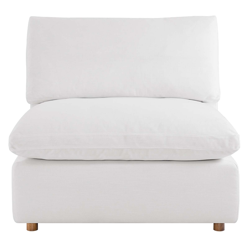 Modway Commix Fabric Down Filled Overstuffed Armless Chair in Pure White