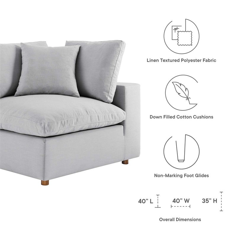 Modway Commix 5-Piece Fabric Down Filled Sectional Sofa Set in Light Gray