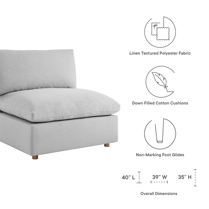 Modway Commix 5-Piece Fabric Down Filled Sectional Sofa Set in Light Gray