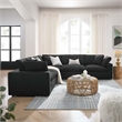 Modway Commix 5-Piece Fabric Down Filled Corner Sectional Sofa in Black