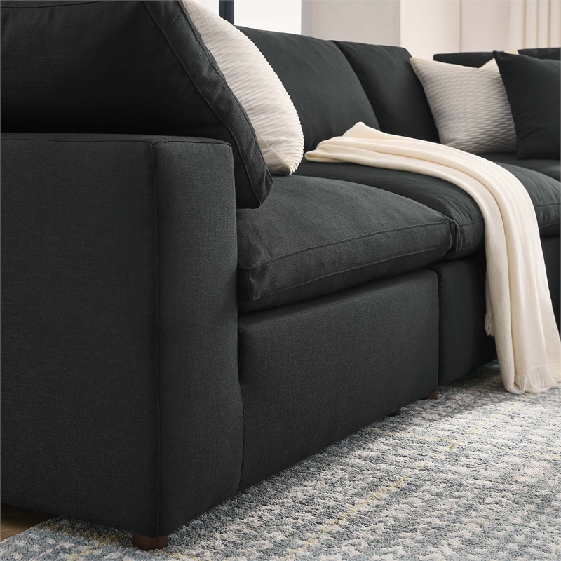 Modway Commix 5-Piece Fabric Down Filled Corner Sectional Sofa in Black
