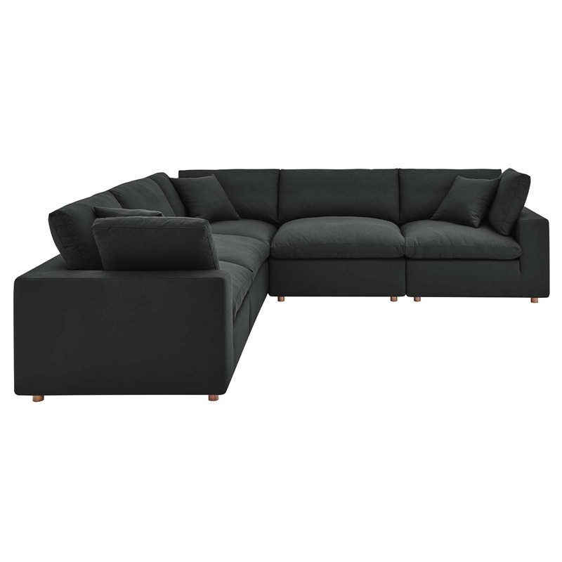 Modway Commix 5-Piece Fabric Down Filled Corner Sectional Sofa in Black
