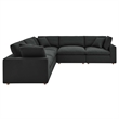 Modway Commix 5-Piece Fabric Down Filled Corner Sectional Sofa in Black