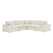 Modway Commix 5-Piece Fabric Down Filled Corner Sectional Sofa in Light Beige