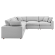 Modway Commix 5-Piece Fabric Down Filled Corner Sectional Sofa in Light Gray