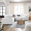 Modway Commix 5-Piece Fabric Down Filled Corner Sectional Sofa in Pure White