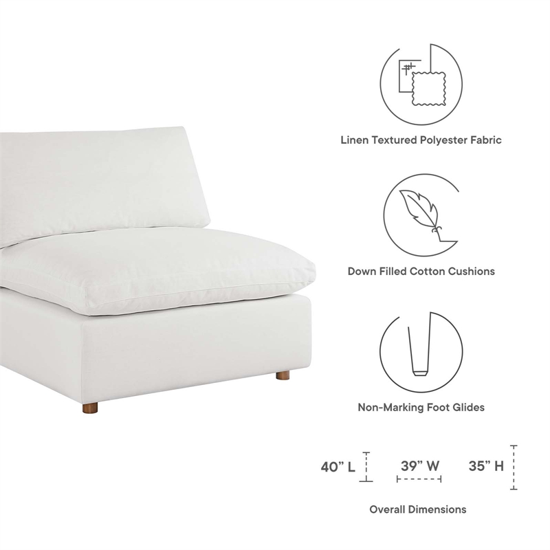 Modway Commix 5-Piece Fabric Down Filled Corner Sectional Sofa in Pure White