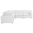 Modway Commix 5-Piece Fabric Down Filled Corner Sectional Sofa in Pure White