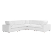 Modway Commix 5-Piece Fabric Down Filled Corner Sectional Sofa in Pure White