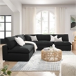 Modway Commix 5-Piece Fabric Down Filled Armless Sectional Sofa in Black