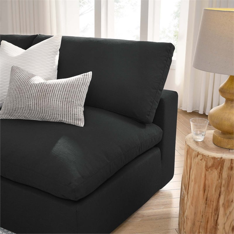 Modway Commix 5-Piece Fabric Down Filled Armless Sectional Sofa in Black