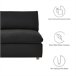 Modway Commix 5-Piece Fabric Down Filled Armless Sectional Sofa in Black