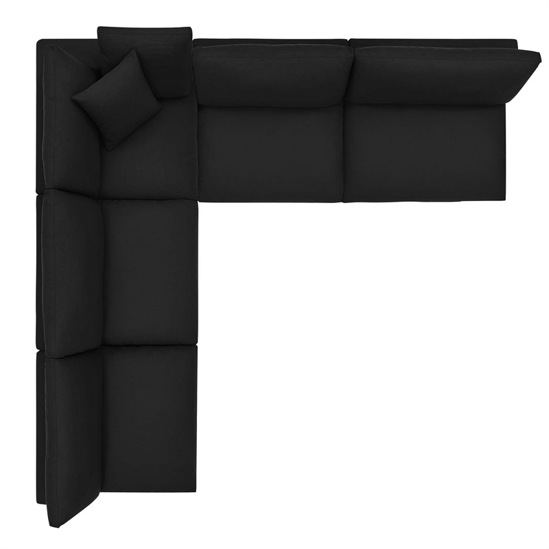 Modway Commix 5-Piece Fabric Down Filled Armless Sectional Sofa in Black