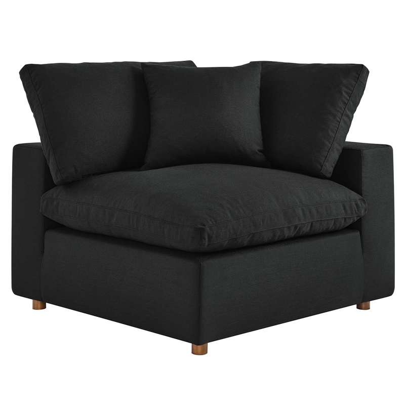 Modway Commix 5-Piece Fabric Down Filled Armless Sectional Sofa in Black