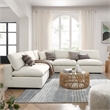 Modway Commix 5-Piece Fabric Down Filled Armless Sectional Sofa in Beige