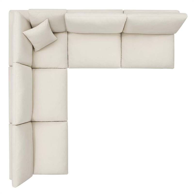 modway commix 5-piece fabric down filled armless sectional sofa in beige
