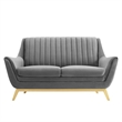 Modway Winsome Channel Tufted Performance Velvet Loveseat in Gray/Gold