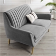 Modway Winsome Channel Tufted Performance Velvet Loveseat in Gray/Gold