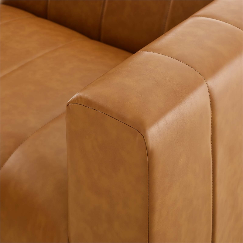 Modway Bartlett 6-Piece Faux Leather Upholstered Sectional Sofa in Tan