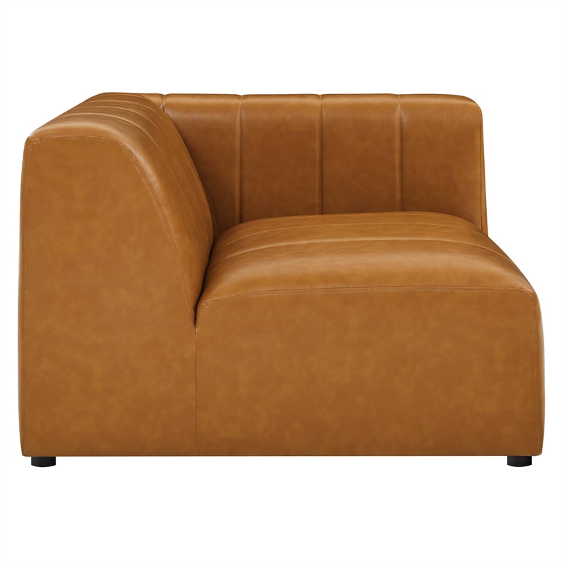 Modway Bartlett 6-Piece Faux Leather Upholstered Sectional Sofa in Tan