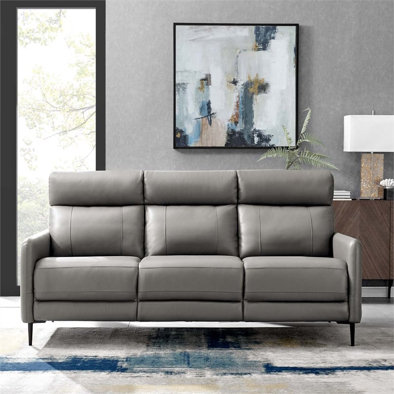 Modway Huxley Modern Leather Upholstered Sofa in Gray & Black