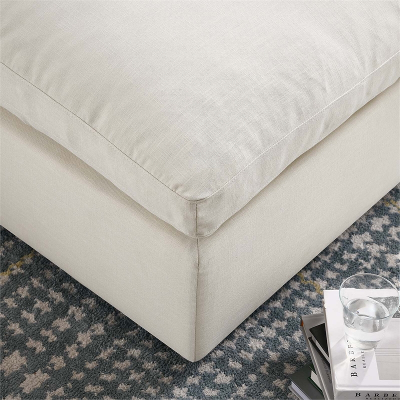 Modway Commix Modern Down Filled Overstuffed Fabric Ottoman in Light Beige