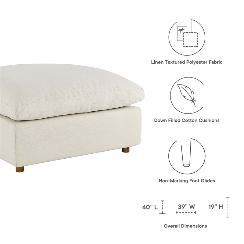 Modway Commix Modern Down Filled Overstuffed Fabric Ottoman in Light Beige