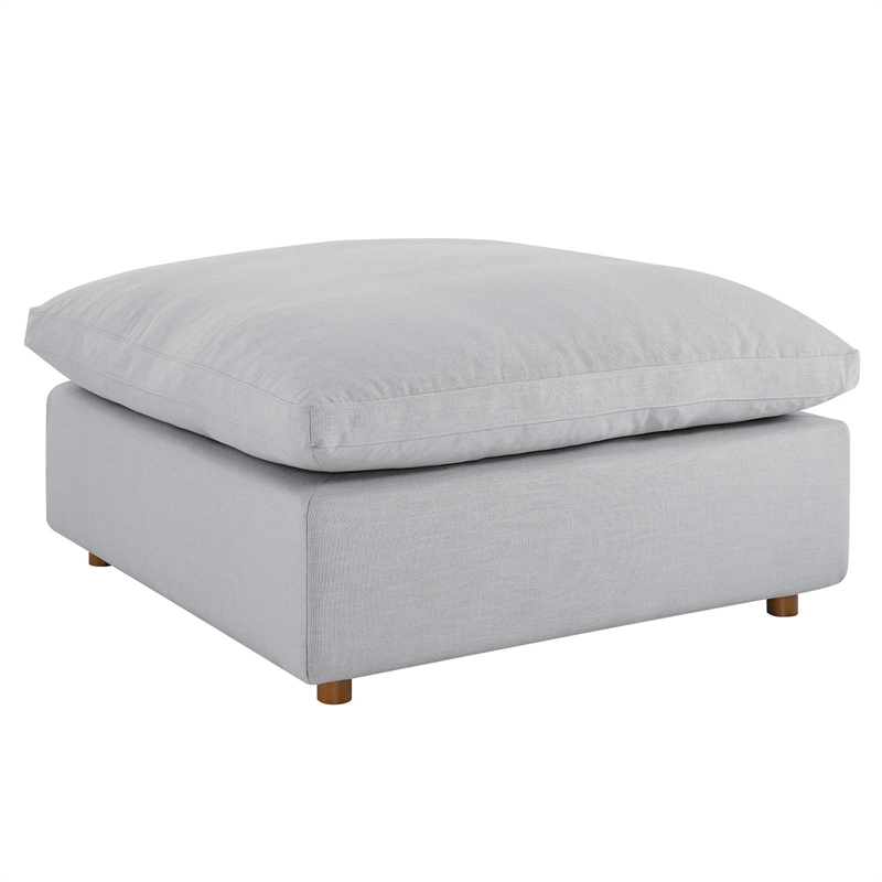Modway Commix Modern Down Filled Overstuffed Fabric Ottoman in Light Gray