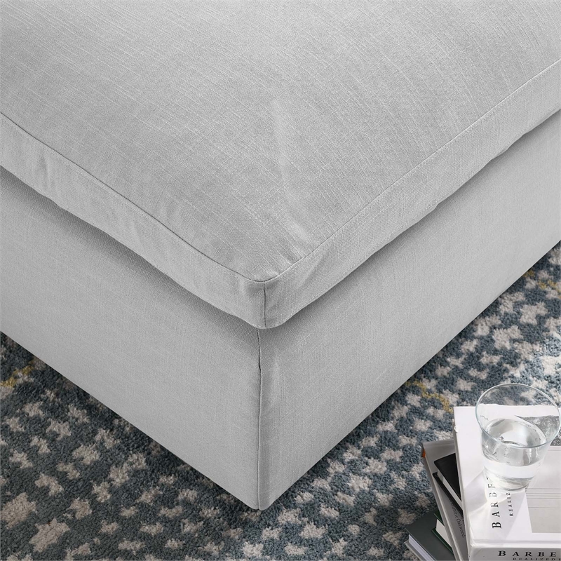 Modway Commix Modern Down Filled Overstuffed Fabric Ottoman in Light Gray