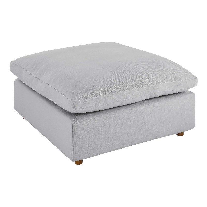 Modway Commix Modern Down Filled Overstuffed Fabric Ottoman in Light Gray