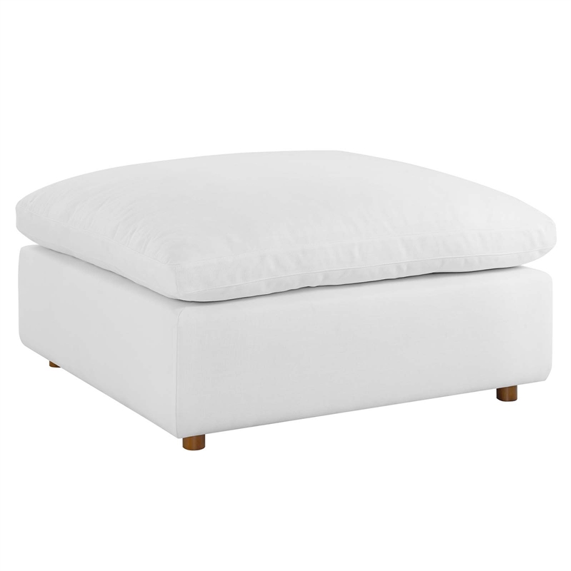Modway Commix Modern Down Filled Overstuffed Fabric Ottoman in Pure White