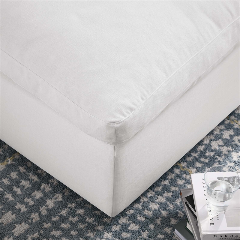Modway Commix Modern Down Filled Overstuffed Fabric Ottoman in Pure White