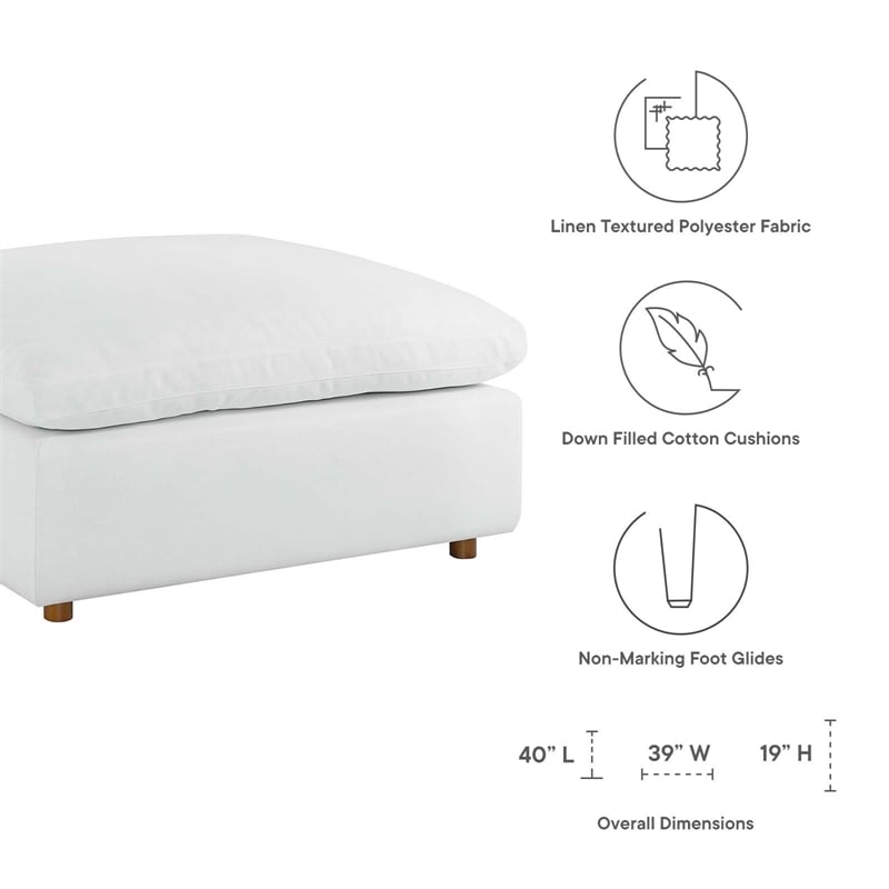 Modway Commix Modern Down Filled Overstuffed Fabric Ottoman in Pure White