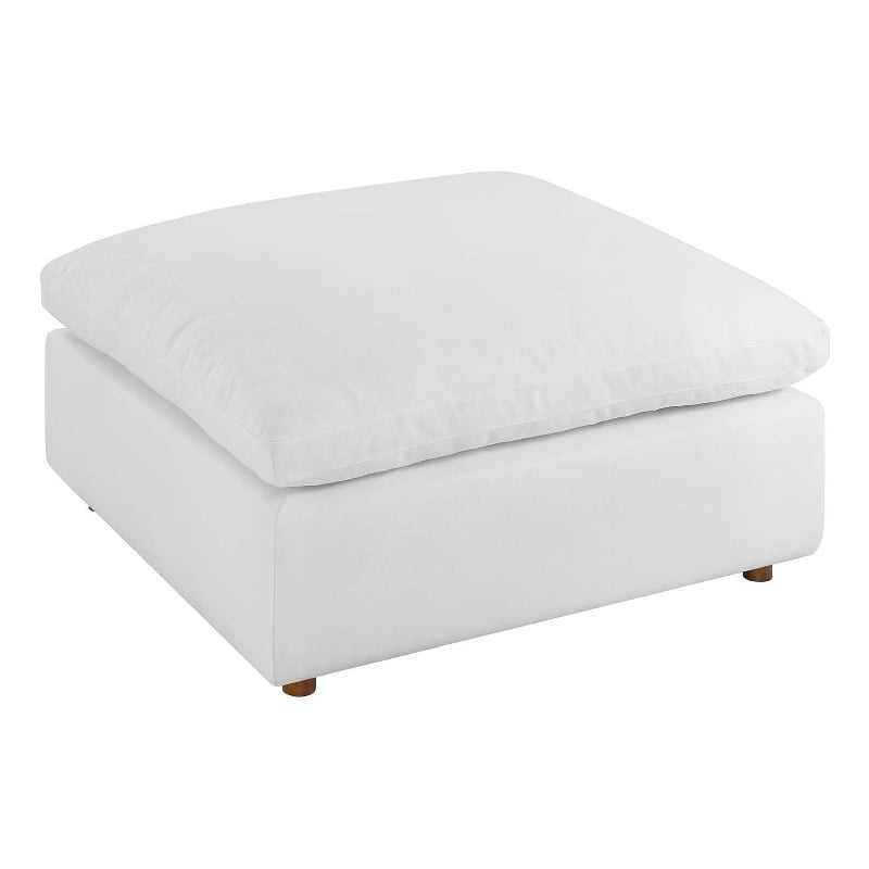 Modway Commix Modern Down Filled Overstuffed Fabric Ottoman in Pure White