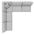 Modway Commix 5-Piece Fabric Down Filled Armless Sectional Sofa in Gray