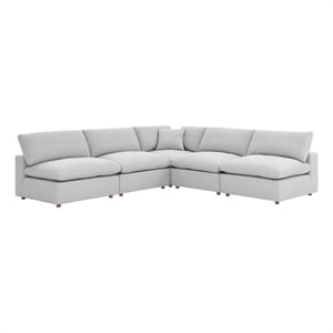 Modway Commix 5-Piece Fabric Down Filled Armless Sectional Sofa in Gray