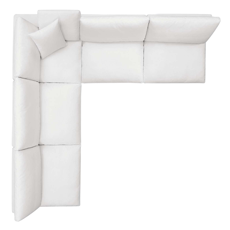 Modway Commix 5-Piece Fabric Down Filled Armless Sectional Sofa in Pure White