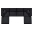 Modway Commix 6-Piece Fabric Down Filled Sectional Sofa in Black Finish