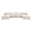 Modway Commix 6-Piece Fabric Down Filled Sectional Sofa in Light Beige