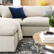 Modway Commix 6-Piece Fabric Down Filled Sectional Sofa in Light Beige