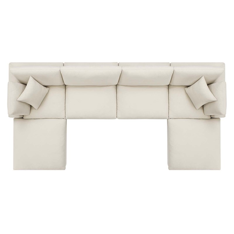 Modway Commix 6-Piece Fabric Down Filled Sectional Sofa in Light Beige