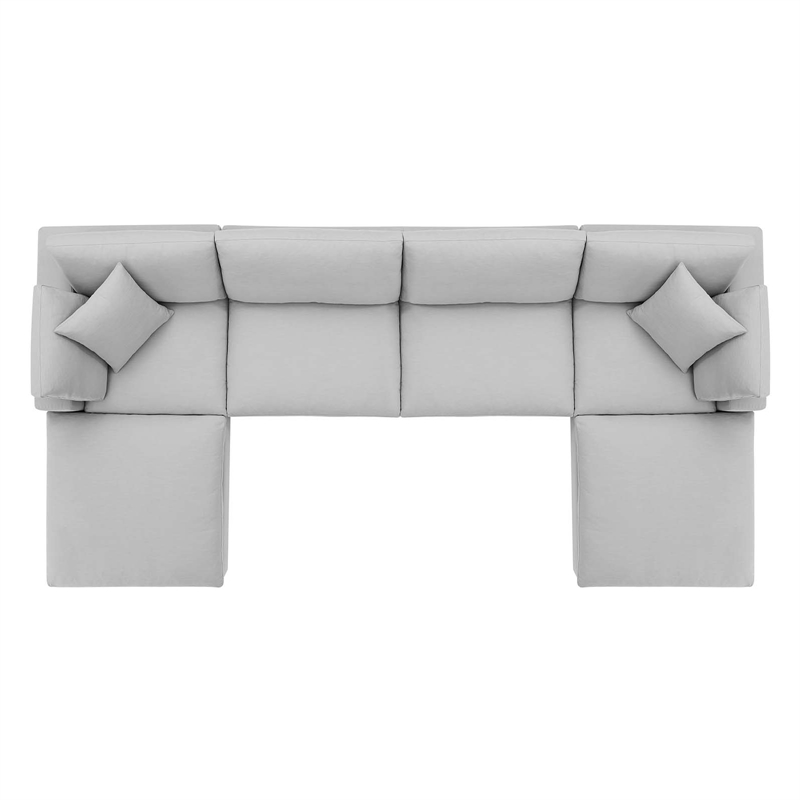 Modway Commix 6-Piece Fabric Down Filled Sectional Sofa in Light Gray