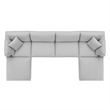 Modway Commix 6-Piece Fabric Down Filled Sectional Sofa in Light Gray