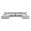 Modway Commix 6-Piece Fabric Down Filled Sectional Sofa in Light Gray