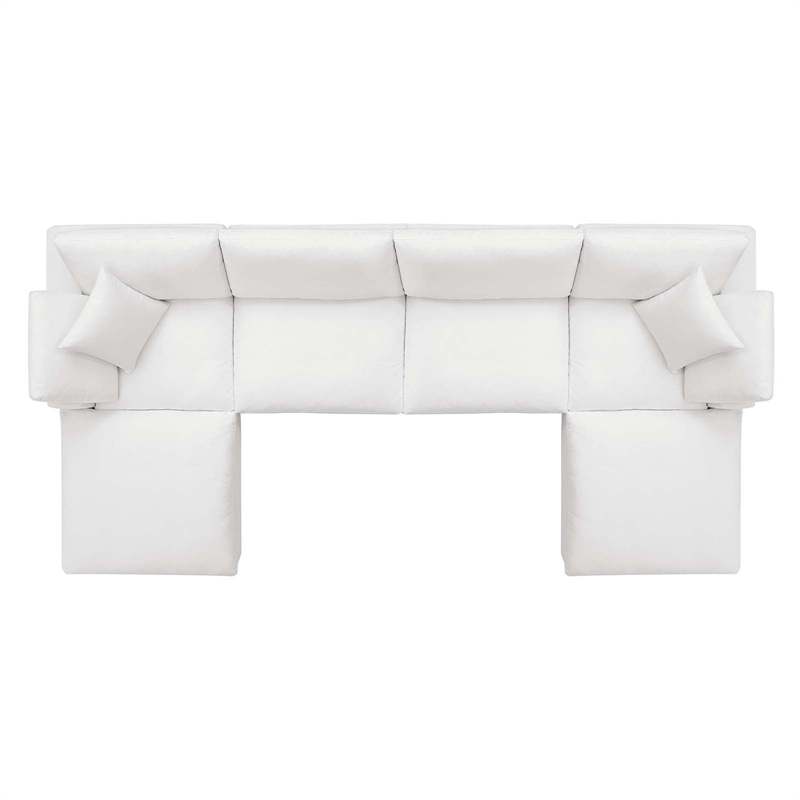 Modway Commix 6-Piece Fabric Down Filled Sectional Sofa in Pure White