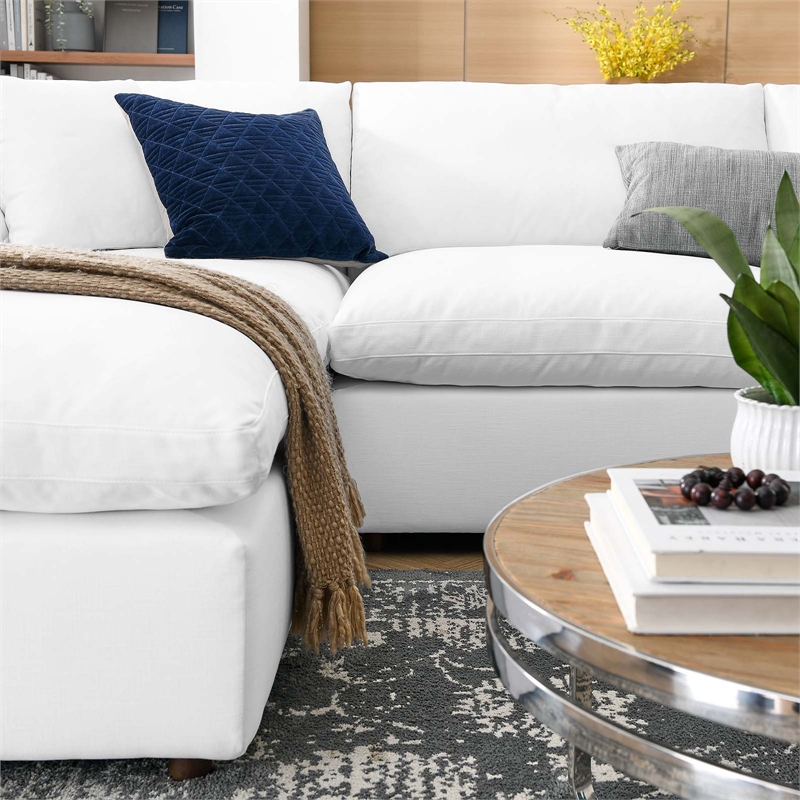 Modway Commix 6-Piece Fabric Down Filled Sectional Sofa in Pure White