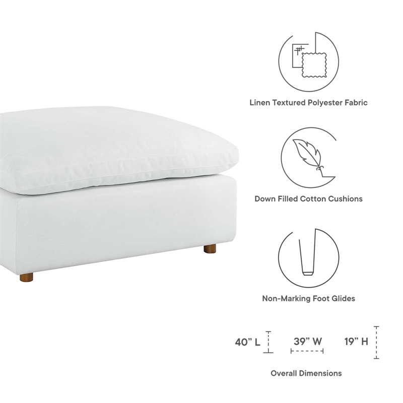 Modway Commix 6-Piece Fabric Down Filled Sectional Sofa in Pure White